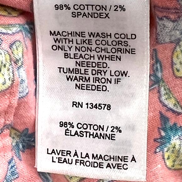 Vineyard Vines Pineapple Cape Cocktails Shirt Medium S/S Coral Pink Yellow NEW! - Picture 11 of 12